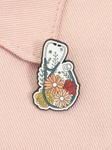 Floral Stethoscope Enamel Pin Doctor Nurse, Medical Equipment Metal Brooch Lapel Backpack Badge Fashion Jewelry Accessories Gift for Friends