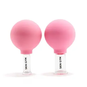 High Achiever Edu Publishing Sdn. Bhd. Skin Gym Glass Facial Cups Set - Facial Care Tool with Gentle Suction, Soothing Tension Relief, Radiance Boost - 2 Sizes for Targeted Skincare Routine