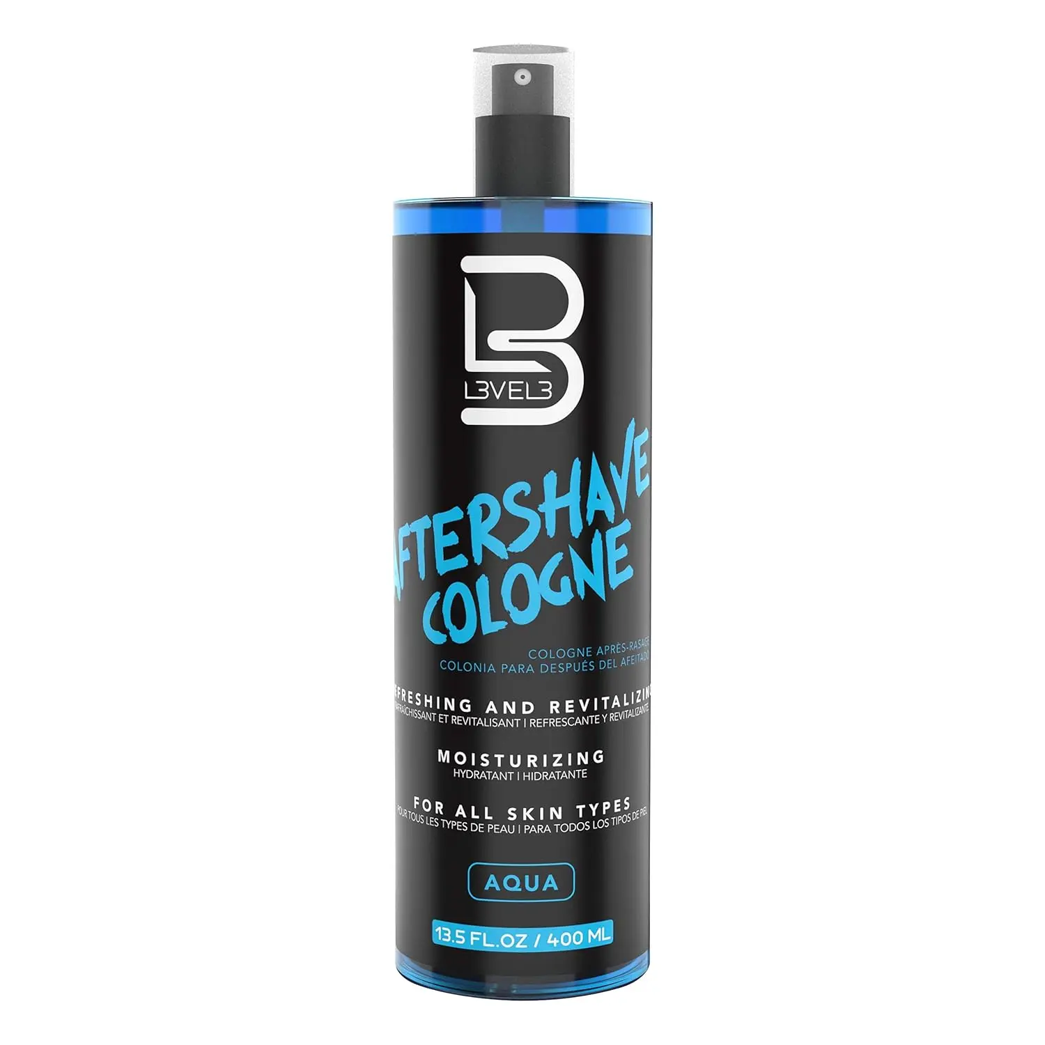 L3 Level 3 After Shave Spray Cologne - Aqua Scent -Softens Skin - Refreshes and Relieves Face and Skin - Moisturizing Formula Level Three After Shaving 13.5 floz/ 400ml