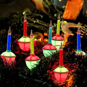 Multicolor Christmas Bubble Lights Set, 11Ft  Outdoor Christmas String Lights with 8 Multicolor Bubble Lights (1 Spare), C7/E12 Base, UL Listed for Christmas Tree Holiday House Lighting Decor