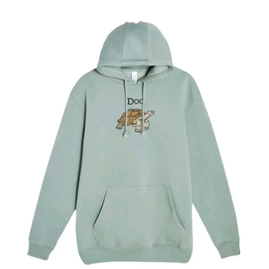 Elden Ring Fanmade Embroidery  Turtle Long Sleeve Cotton Hoodie, Baggy Oversized Casual Pullover Garments, Men's Apparel Stylish Fashion Tops with Dog  Ahead Design