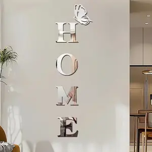 Acrylic mirror wall stickers HOME creative acrylic ornaments fashion sense indoor and outdoor decoration family warm decoration porch TV background wall decoration for family and friends the best gift.