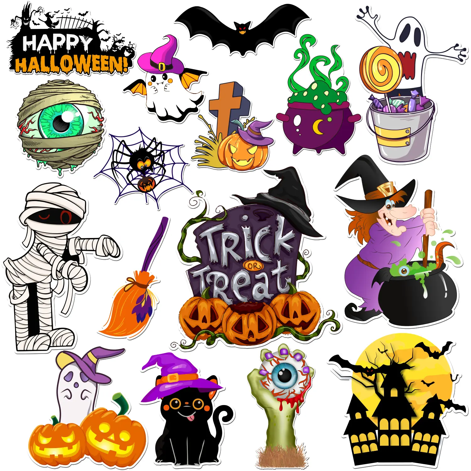 16 Pcs Halloween Magnets Reflective Car Magnets Decorations Halloween Refrigerator Magnetic Stickers Holiday Pumpkin Bat Magnet Stickers Accessories for Car Garage Door Fridge Locker Metal Surface