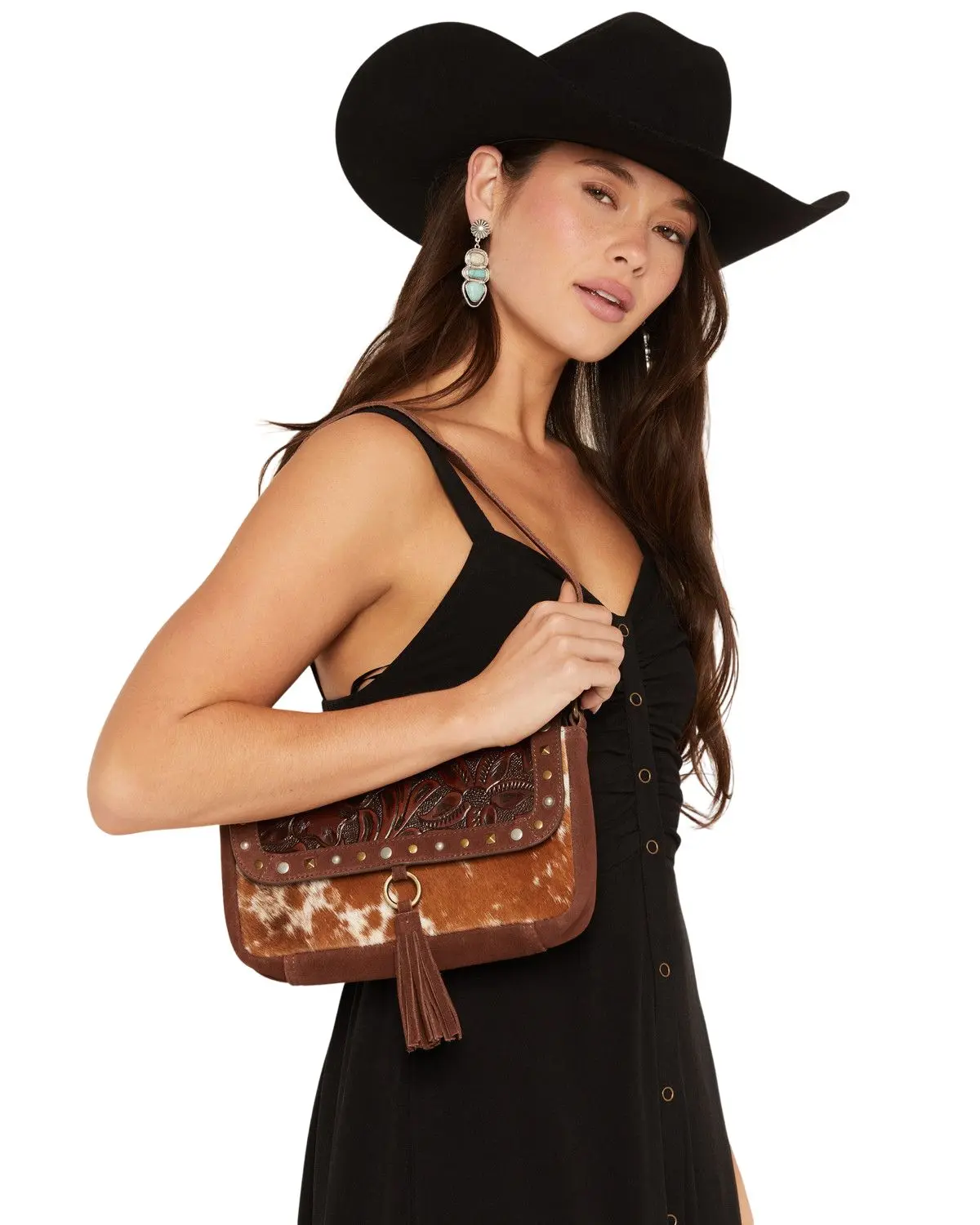 Shyanne Women's Women'S Sable Hair-On Tooled Shoulder Bag - Sasu26hb2-Bn