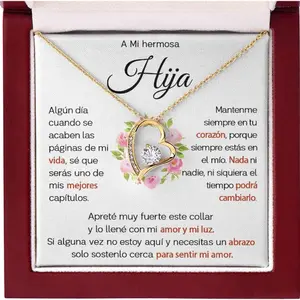 A Mi Hija - Collar De Amor Eterno, Regalos Para El Dia De La Madre En Español, Collar Para El Amor De Mi Vida, Regalos Para Papa De Hija, Una Hija