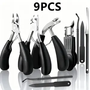 9PCS Professional Nail Clipper Set, Heavy Duty Ingrown Toenail Tool Kit for Thick Nails, Pedicure & Manicure Tools with Cuticle Nipper, Nail File, for Seniors, Men & Women