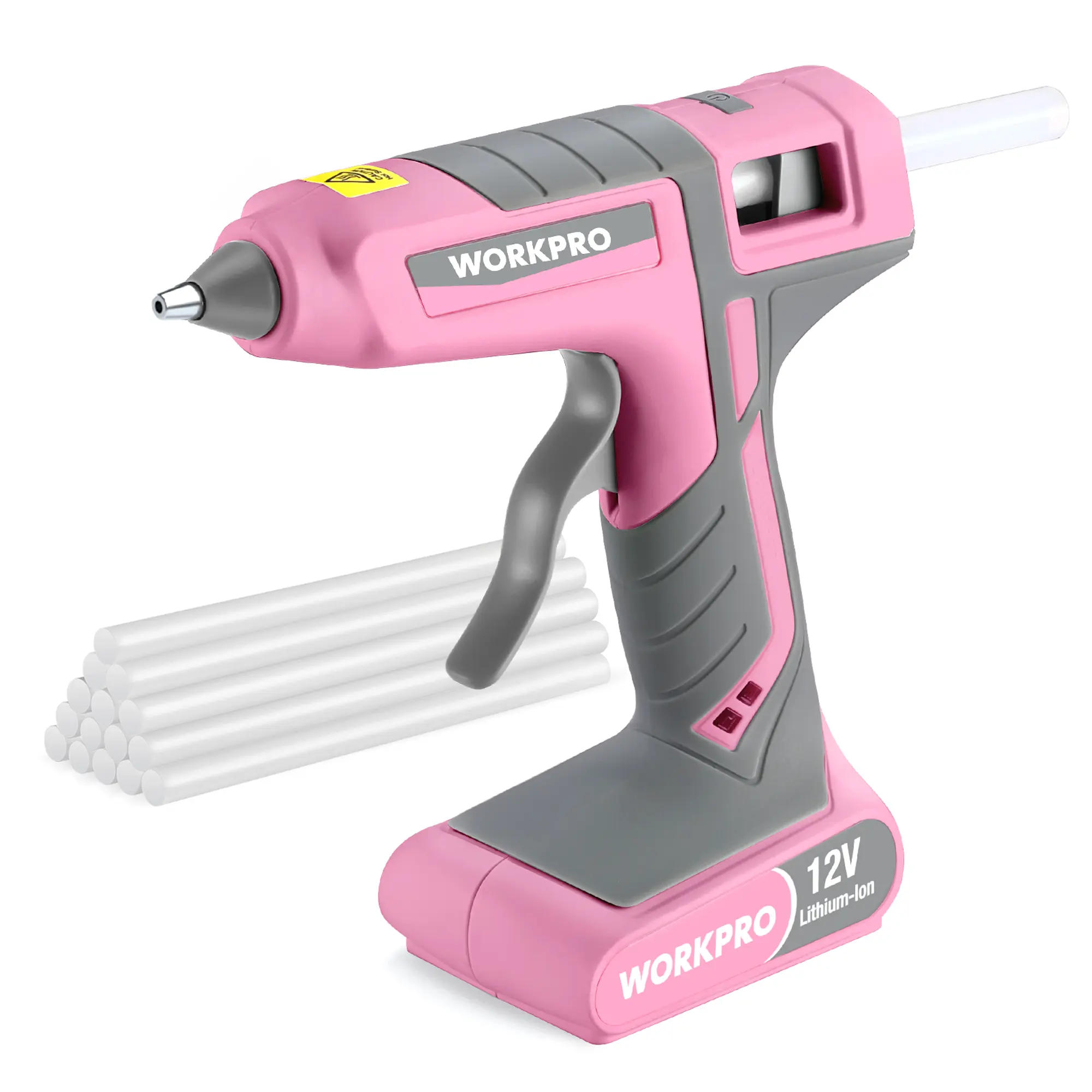 #backtoschool WORKPRO Full Size Cordless Hot Melt Glue Melter - 12V Rechargeable Fast Preheating Glue Melter Kit with 15 counts Full Size Glue Sticks, Auto Power-off Glue Melter for DIY Project, Art, Craft