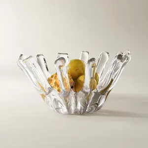 Z Gallerie Bossa Glass Bowl Modern Aesthetic Organic Clear Artwork Decoration Centerpiece