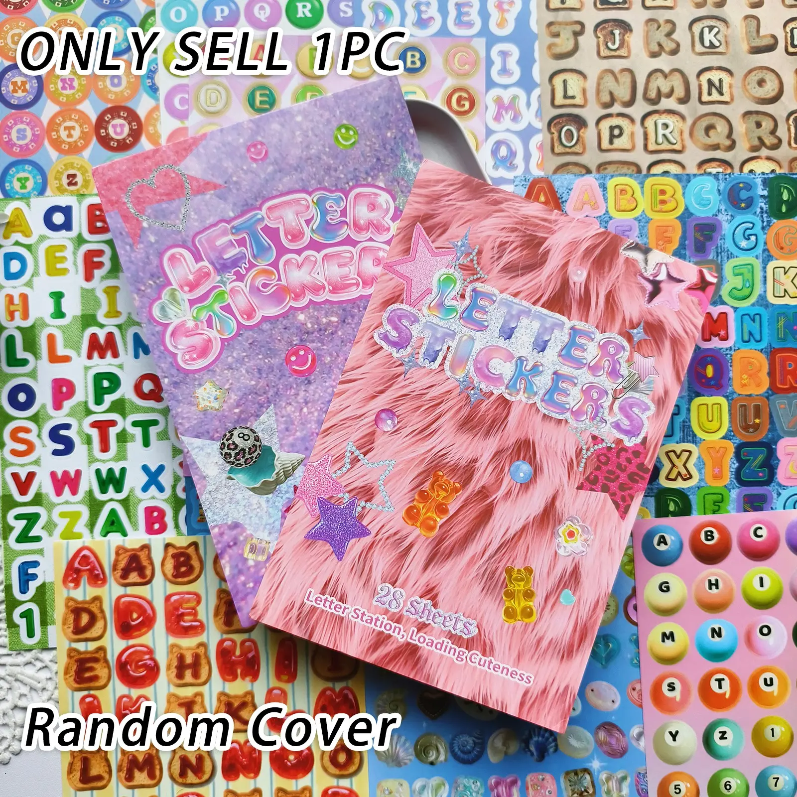 Random Cover 28 Letter Stickers Book, Self-Adhesive Decorative Letters, Create Custom Sentences, Versatile Alphabet Stickers, Scrapbook Stickers, Includes Sticker, Scrapbooking Stickers