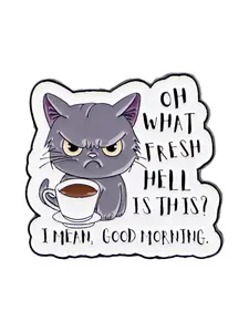 Coffee Cat Brooch Cute Cartoon Animal Design Morning Badge, Perfect for Sweaters Backpacks Jackets, Adorable Accessory for All Seasons