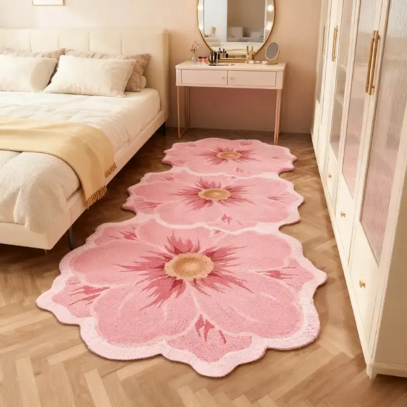 Modern Flower Carpet, Soft Thick Plush Rug, Decorative Rug, Floral Rugs, Floral Area Rug for Bedroom, Living Room, Sofa, Coffee Table, Hallway, Bathroom, Kitchen