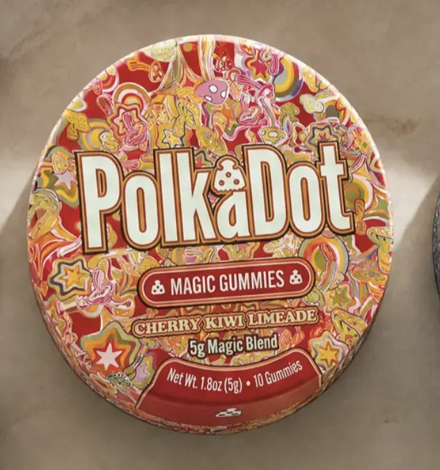 Polkadot Cherry Kiwi Limeade Gummies, 10 Count, High Potency Plant-Based Mushroom Gummies, Soft Chewy Gummies, 100% Organic Ingredients, High-Quality Formula, Freshness-Sealed, Secure Reusable Metal Tin, Travel-Friendly Packaging, Proudly Made in USA