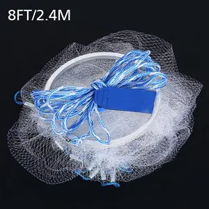 8FT Hand Cast Fishing Mesh Saltwater Bait Drawstring Catch Net
