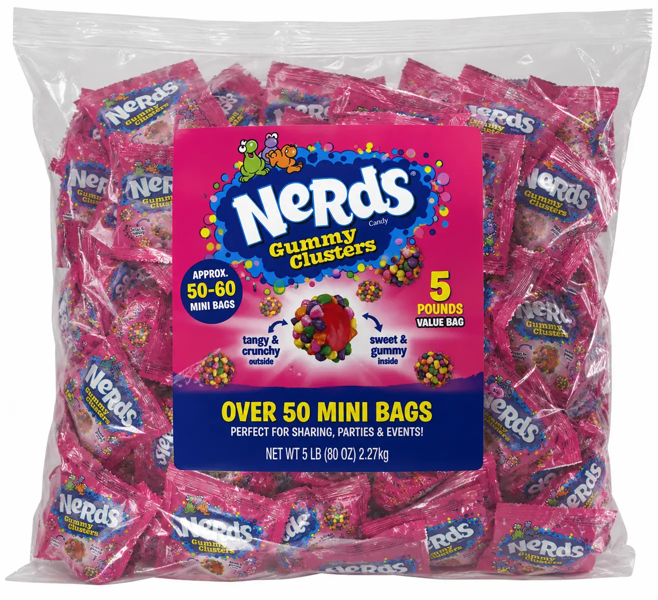 5 LB Nerds Gummy Clusters Bulk Candy Bag | Party Size Crunchy & Chewy Candy | Perfect for Parties, Candy Buffets, Movie Nights & Sharing