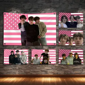 Sturniolo Triplets Pink American Flags Turn Any Space Into a Party Instantly | Microfiber Festival Banner Party Decorations Banners Indoor Outdoor Hanging Decor | For Bedroom Living Room Bar Garden Party Wall Decor Banner