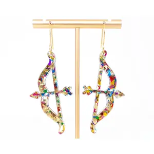Momenti di Vita - Valentines Earrings Bow & Arrow Glitter Acrylic Dangles