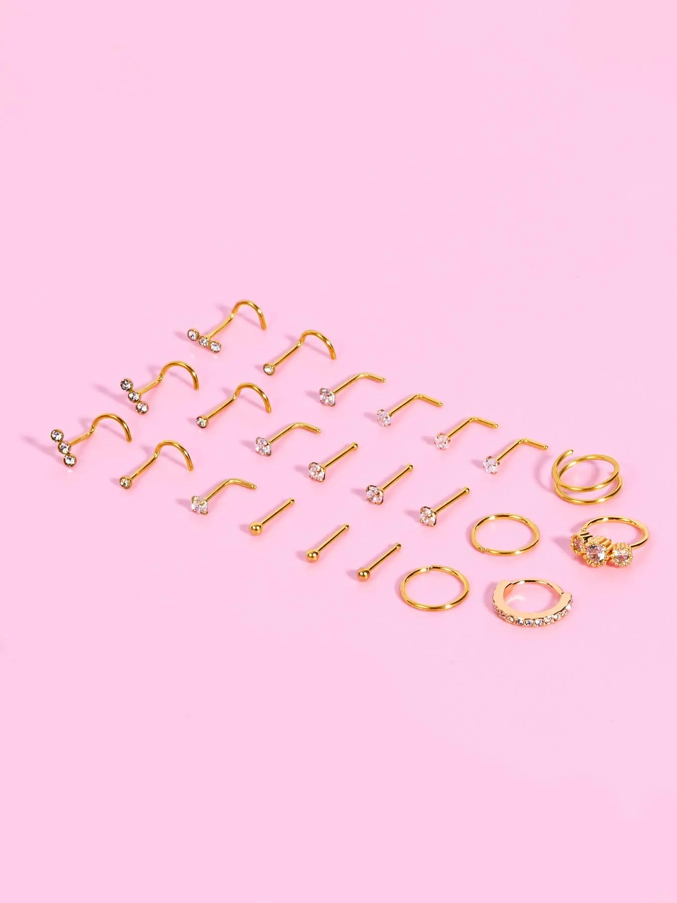 23Pcs Set 20G Nose Ring Studs 316L Stainless Steel Nose Rings Hoops Round CZ Heart L Shaped Nose Stud Hypoallergenic Nostril Piercing Jewelry for Women Men Body Piercing Jewelry