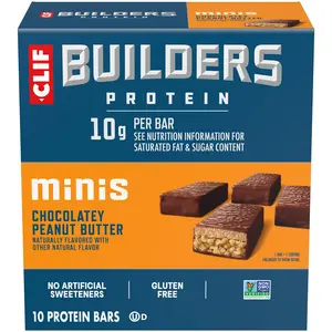 CLIF BUILDERS Minis Protein Bars - Chocolatey Peanut Butter - Gluten Free (10 Pack) CLIF BUILDERS Minis Protein Bars - Chocolatey Peanut Butter - Gluten Free (10 Pack)