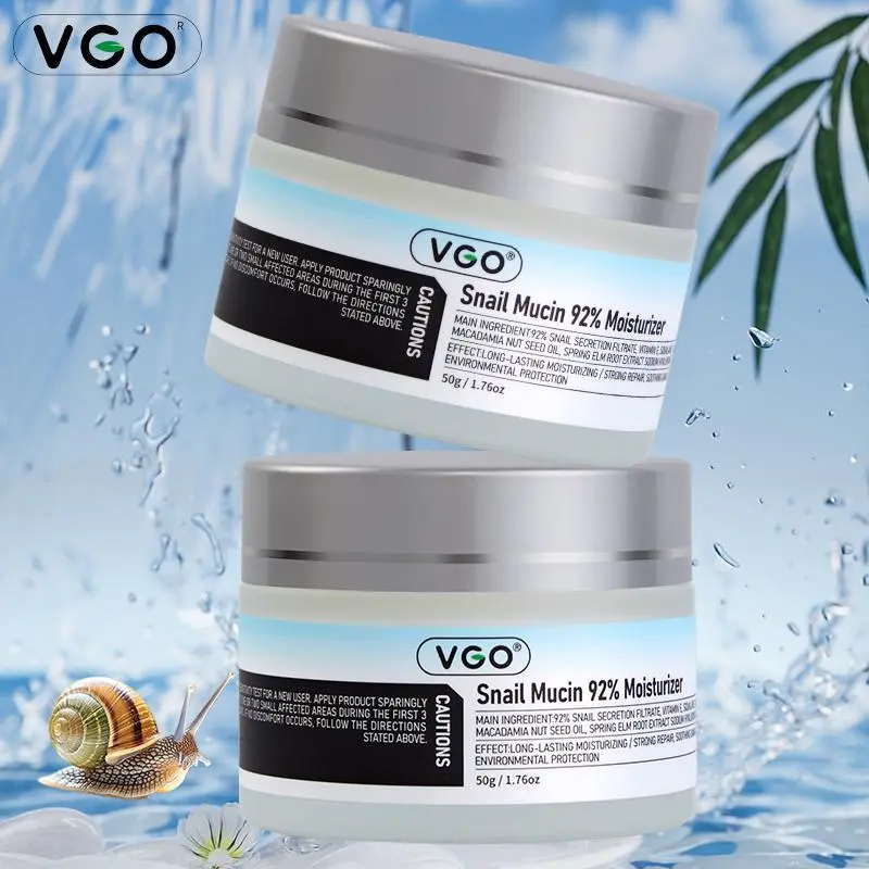 VGO Snail Mucin 92% Essence Moisturizer, 150g Baba De Caracol Restorative B3 Cream - Hyaluronic, Gentle, Mild Alcohol-Free Skincare Serum for All Skin Types to Hydrate, Lock in Moisture & Boost Facial Radiance, Skin Repair, Soft Skin