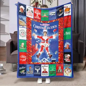 Christmas Themed Blanket, 1 Count Cartoon & Letter Pattern Soft Air-conditioned Room Throw, Warm Nap Blanket for Home Office Camping, Slogan Print Blanket
