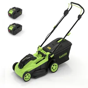 Brushless Electric Push Lawnmower, 17" Cutting Width, Battery Powered Yard Mowing Tool with Charger - SummerVibes