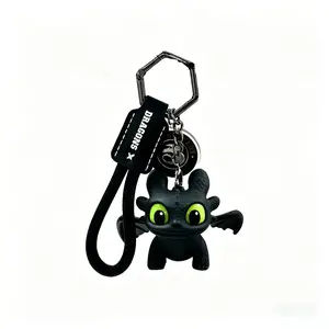 Night Fury Dragon Keychain (Toothless) – Glow in Dark Mini Dragon with Flapping Wings Car Charm Bag Accessory Gift Easter Basket Christmas Stocking Birthday Gifts Enchanting Movements
