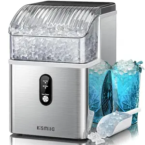 Nugget Ice Makers Countertop,Portable Ice Machine with Crushed Ice, 35lbs/Day,Self-Cleaning,One-Click Operation for Home Use