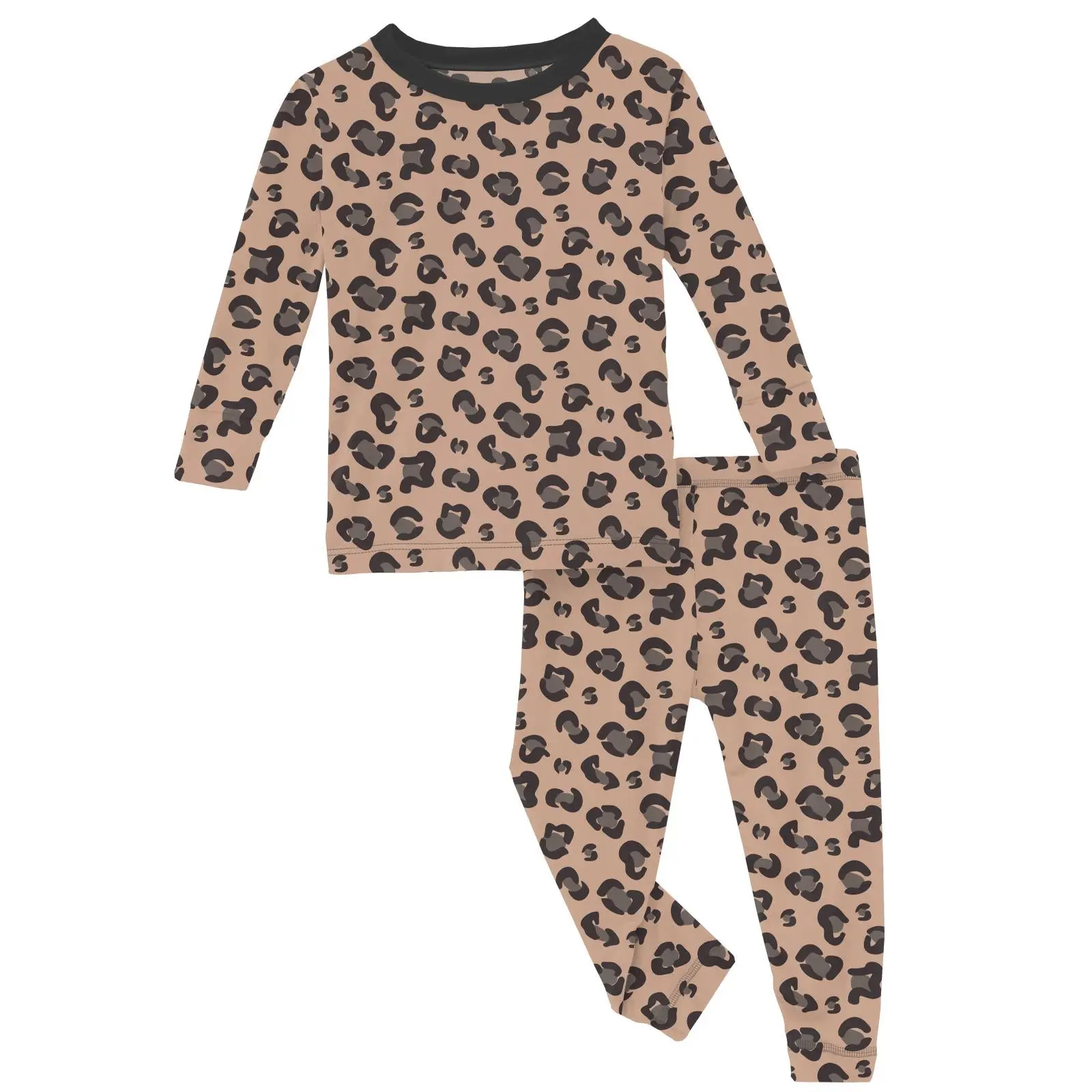 Print Long Sleeve Pajama Set in Suede Cheetah Print