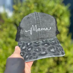 Leopard print embroidered mama hat