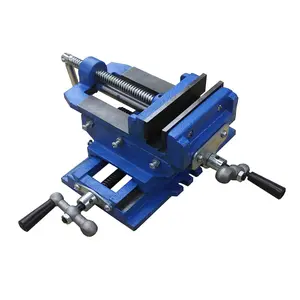 3" Jaw Width Heavy-Duty Cast Iron X-Y Cross Slide Drill Press Vise, 2-Way Metal Milling Tool with Swivel Crank, Threaded Fastener, Adjustable Clamp Height & Shims for Secure Hold