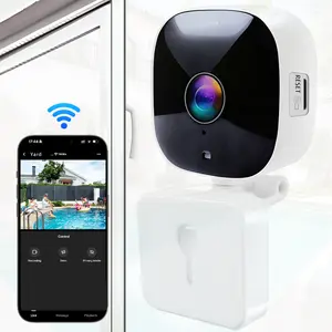 Smart Window/Wall Security Camera, WiFi Indoor Security Camera, Remote Phone Access Home Monitor with Night Vision, Portable Wireless Surveillance Camera, Wireless Security Cameras, Plug and Play for Office/Store/Home