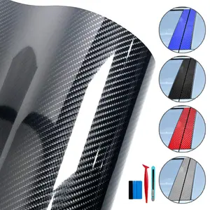 6D Carbon Fiber Vinyl Self Adhesive Film Wrap Roll Bubble Free Air Release Technology DIY Wrap Film For Motor Interior,Auto Emblem Car Wrap Vinyl (1ft x 5ft, Black)