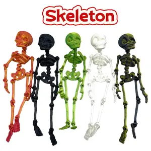 3pcs/5pcs 3D Printed Scary Skull Statues with Joints, Colorful Retro Halloween Decor for Home and Office, Ornaments, Perfect for Christmas Easter Thanksgiving Decoration