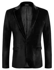 COOFANDY Men's Elegant Velvet Blazer Notched Lapel Velour Suit Jacket One Button Tuxedo Jackets Menswear Shirt Casual Classics Coats Dress Jumper Knitted Long Sleeve Vneck Tops