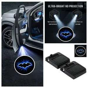 2PCS Batman Logo Car Door Welcome Light, No-Drill Projector Ambient Lamp, Universal Fit for Most Cars, Car Styling Upgrade Accessory