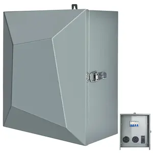Rv Power Outlet Box with Breaker, Temporary Rv Electrical Panel with 20 30 50 Amp Receptacle, Lockable Metal Enclosure Weatherproof RV Power Box for RV,Camper,Travel
