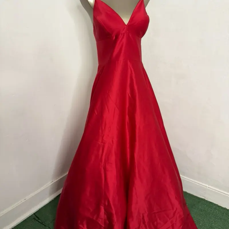 Betsy & Adam Red Satin Ballgown Formal Evening Prom Dress Size 12