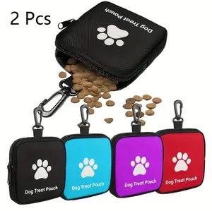 2-Pack Polyester Dog Training Treat Bag with Zipper Closure - Portable Pet Treat Bag for Outdoor Activities and Pet Walks, Available in Multiple Colors , Travel Pet Treat Container for Dog Owners and Trainers