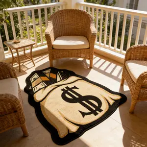 Modern Irregular Shape Carpet Rug, Dollar Bag Design, Washable and Easy Clean, Home Decor for Living Room Bedroom Sofa Study