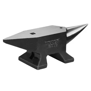 VEVOR Single Horn Anvil, Summervibes,Summervibes, 22Lbs Cast Steel Anvil, High Hardness Rugged Round Horn Anvil Blacksmith, Large Countertop and Stable Base, with Round and Square Hole, Metalsmith Tool for Bending and Shaping