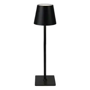 Cordless Table Lamp Rechargeable, LED Table Lamp with 5000mAh Rechargeable Battery Touch Dimmable Control, Waterproof LED Desk Lamp for Living Restaurant Bistro Dining Home, Black, 1 Pack