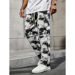 Abstract Tie-Dye Wide-Leg Pants | Black & White Splatter Streetwear Bottoms