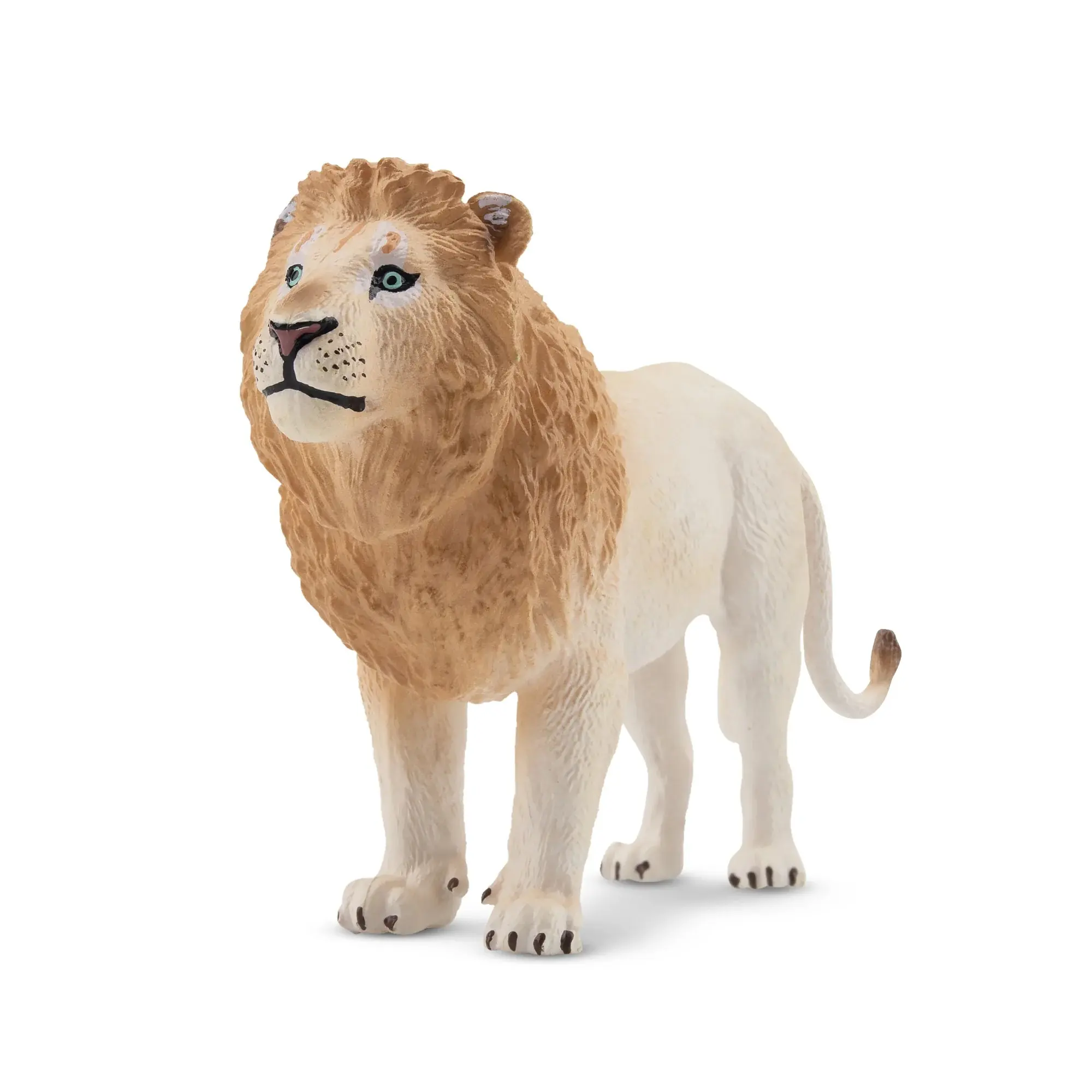 TOYMANY Hand-Painted Plastic PVC White Lion Figurine - Realistic Wildlife Animal Toy Figure, Ideal for Early Education, Montessori Sensory Play Collectible Gift