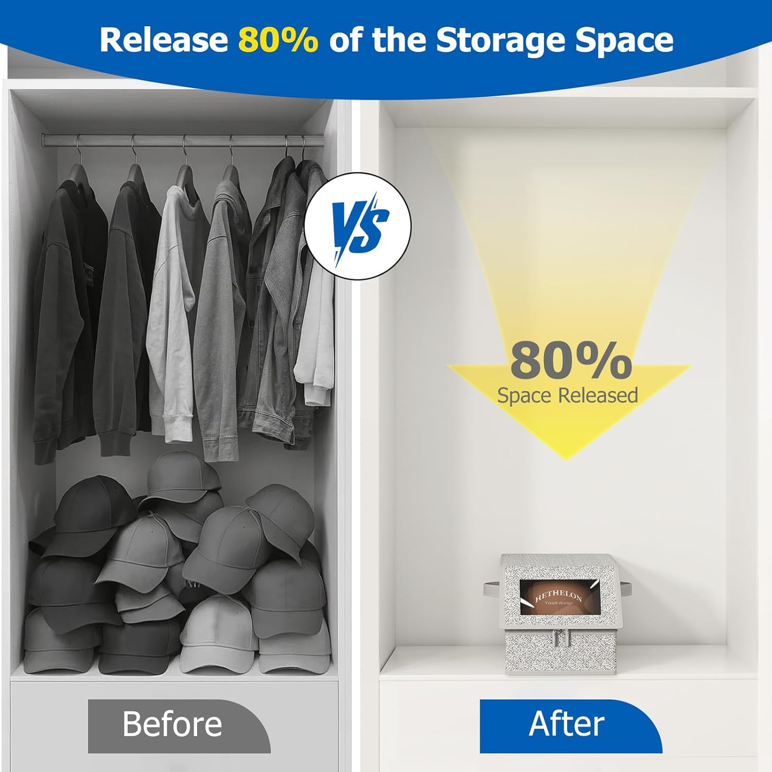 1 PCS Hat Organizer for Baseball Caps Stackable HatBox Hat Rack Hold Up to 12 Caps Hat Storage for Closet with Clear Window Space-Saving Fabric Hat Holder