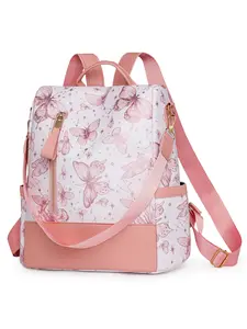 Large Capacity Butterfly Print Backpack, Fashion Lightweight Student Bag, Spring New Anti-Theft Design, Casual Outdoor Travel Bag for Women