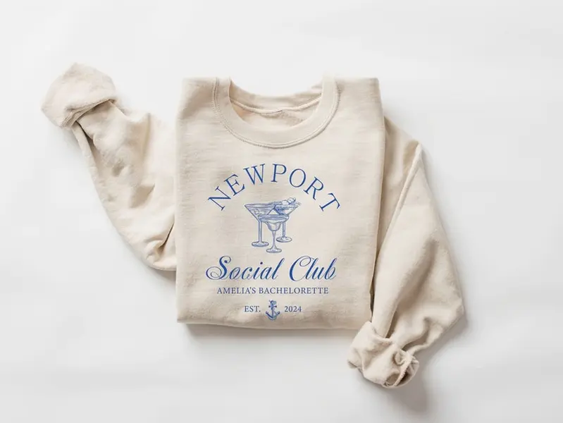 Custom Bachelorette Sweatshirt , Custom Location Bachelorette Party Sweatshirt , Social Club Bachelorette, Bridal Party Gift