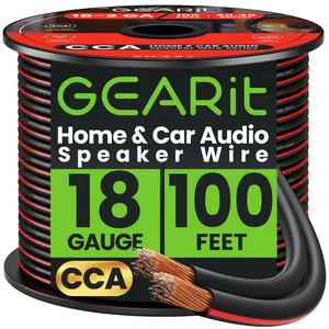 GEARit 18 Gauge Speaker Wire CCA - Copper Clad Aluminum - Home Theater, Car Speakers & More Cable Amplifier