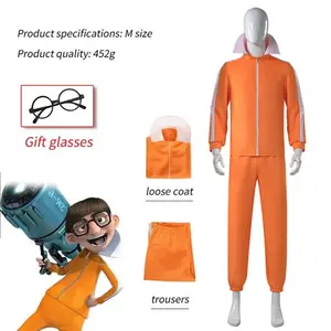 Movie Vector Cosplay Costume Orange Jakect Pant Glasses Outfits Set Halloween Fancy Suit Party Suit
