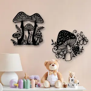 Iron Art Mushroom Wall Sculpture for Indoor Outdoor Decor, Durable Metal Garden Patio Decoration, Festive Seasonal Decor, Modern Home Decoration