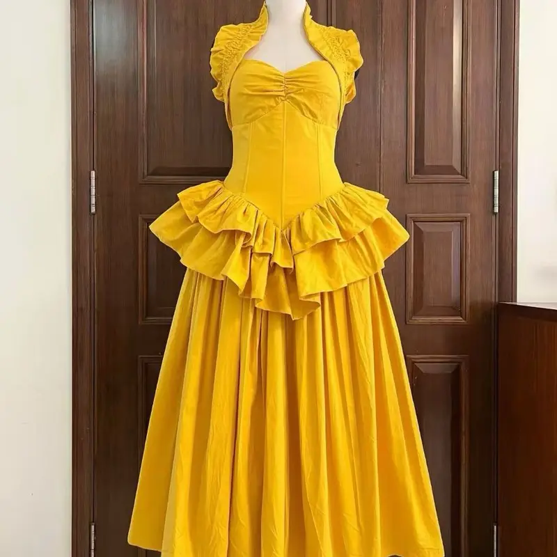 yellow and black striped dress 1 left main image 1